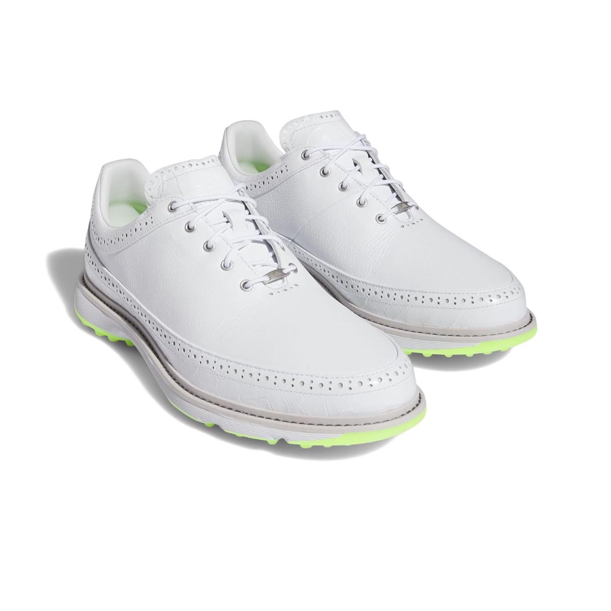 Man`s Shoes Adidas Golf Modern Classic 80 Spikeless Golf Shoes Footwear White/Matte Silver/Lucid Lemon