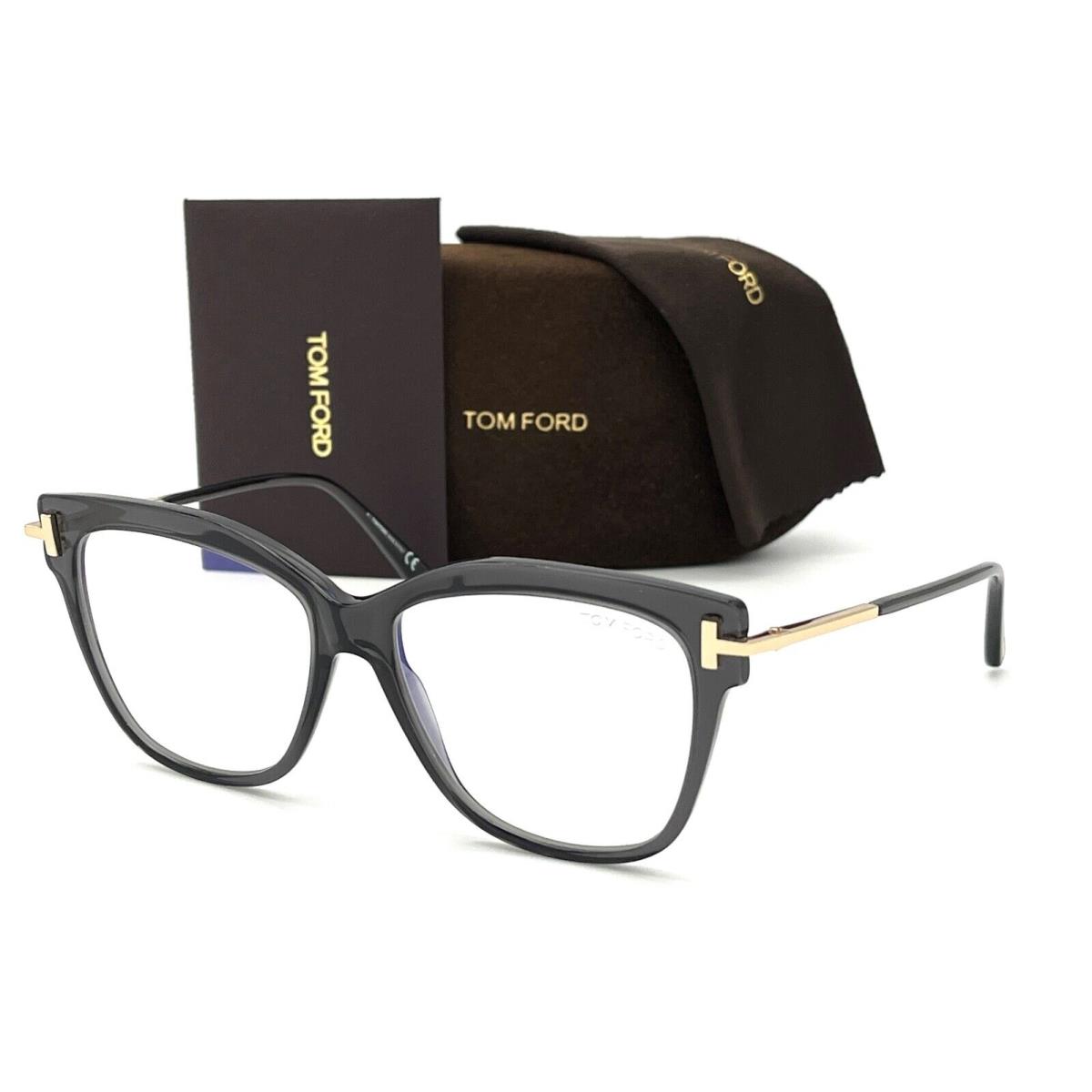 Tom Ford FT5704 020 Transparent Gray / Blue Block 54mm Eyeglasses