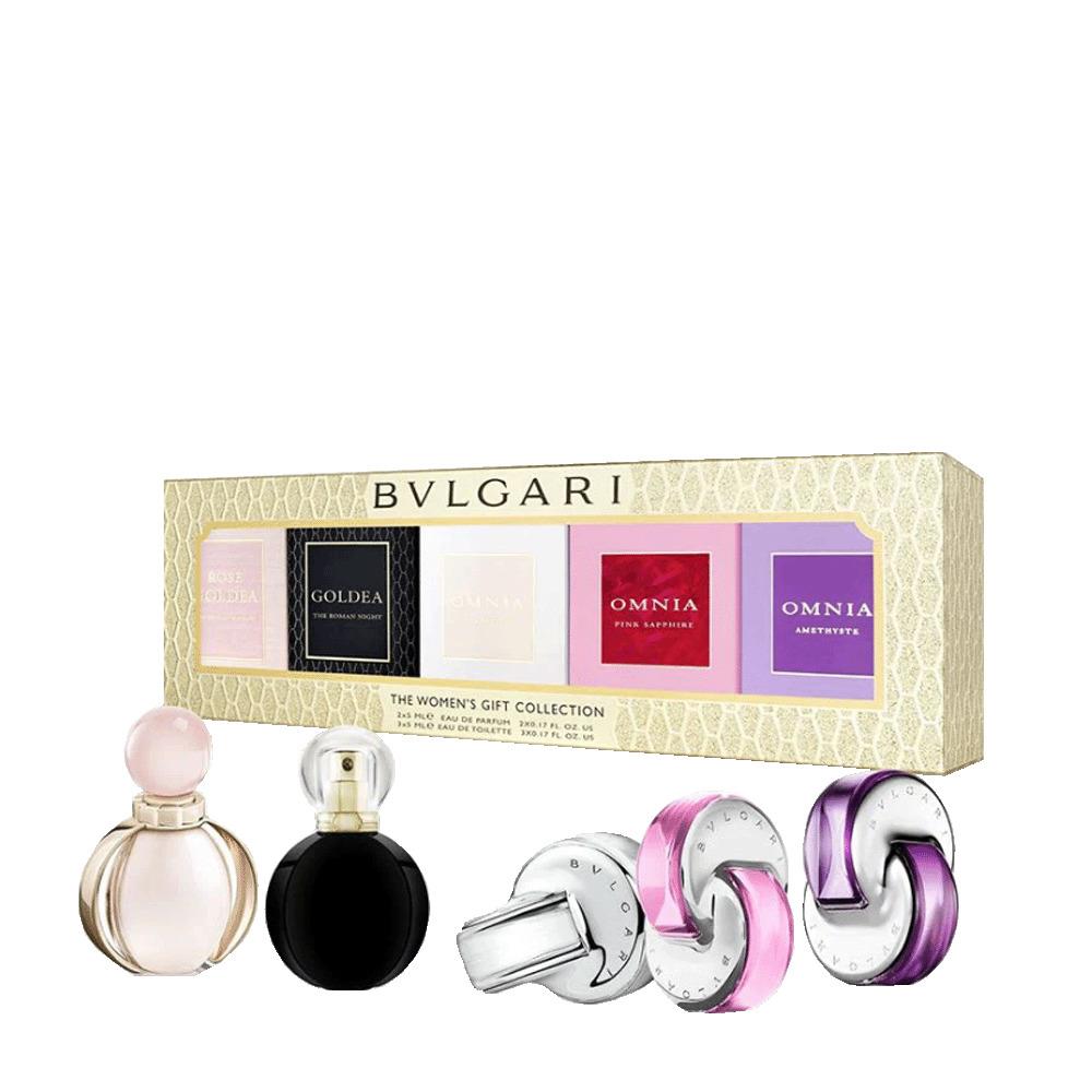 5 Pc Bvlgari Perfume Set Rose Goldea Goldea Omnia Crystalline Saphire Amethyste