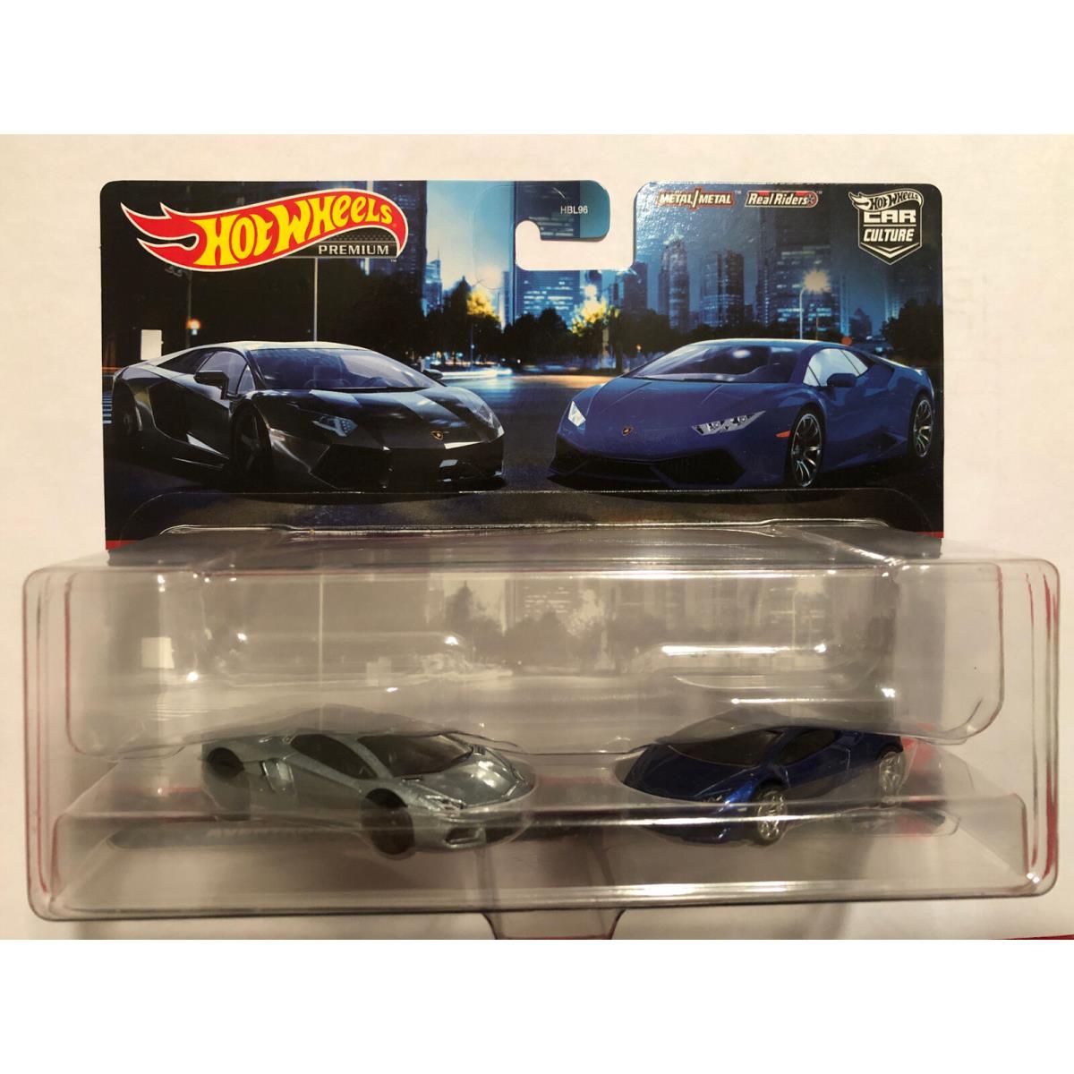 Hot Wheels Premium Car Culture 2 Pack Lamborghini Aventador and Huracan Lp 610-4