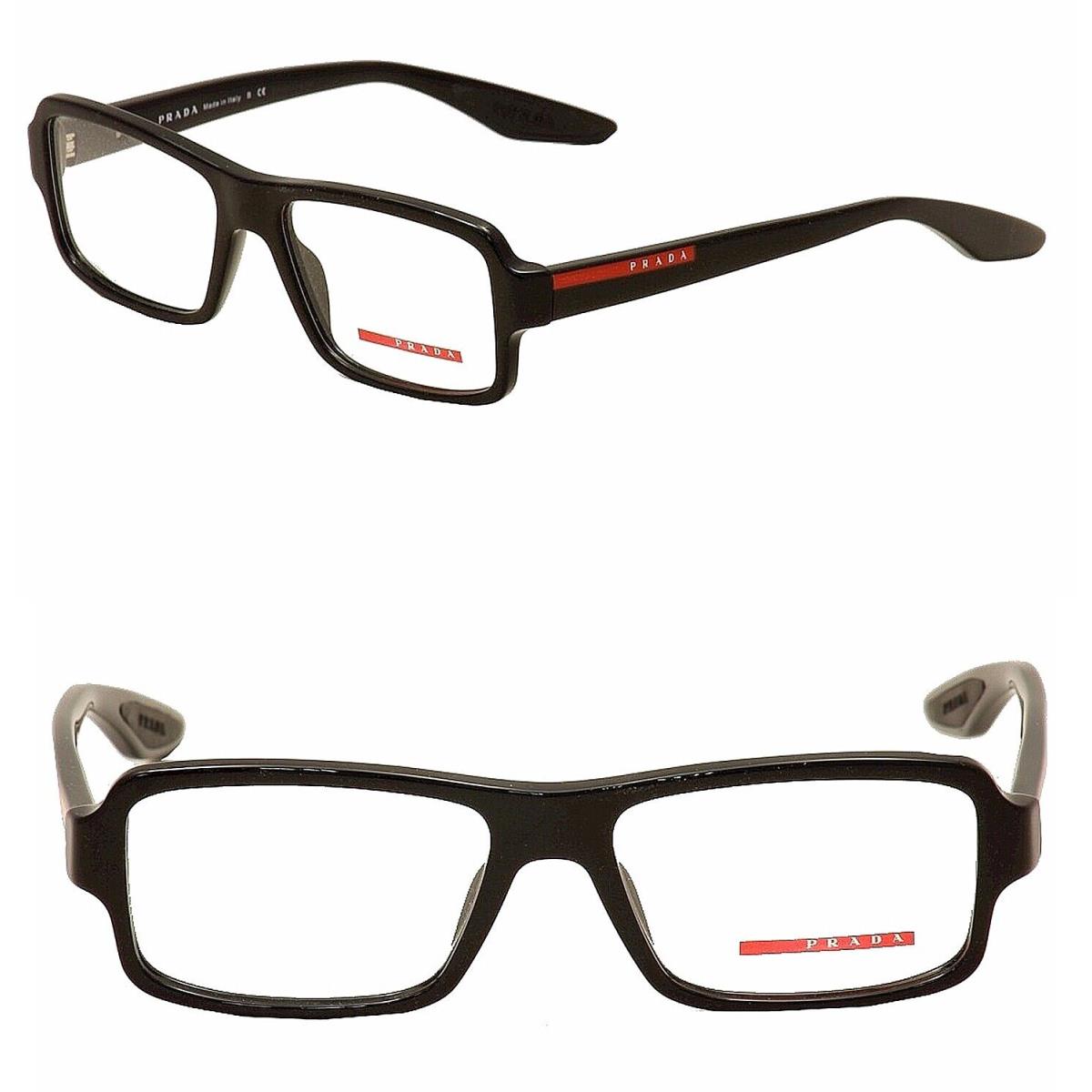 Prada Linea Rossa 01G Shiny Black Sport Unisex Rectangle Eyeglasses 53mm PS01GV