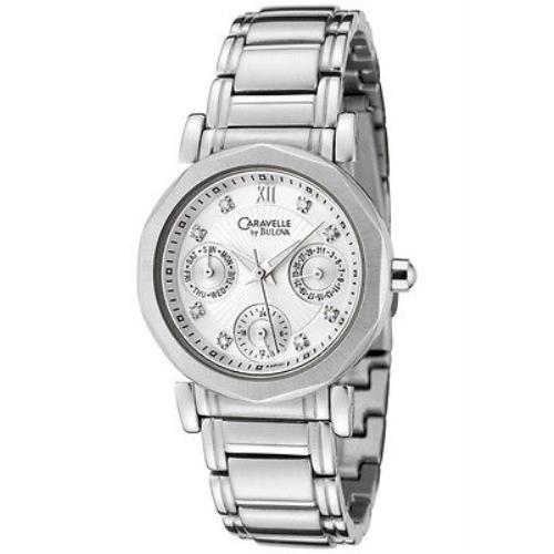 Caravelle by Bulova 43P101 Women`s 8 Diamond Stainless Steel Silver Tone Watch - Silver Dial, Silver Band