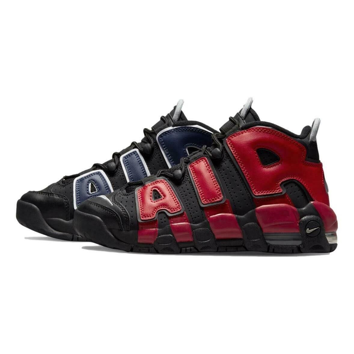 Nike Air More Uptempo Sneakers 3.5Y Black University Red Shoes Retro Kids