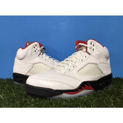 Nike Air Jordan 5 Athletic Men`s Basketball Shoes True White Fire Red Black Sz 9