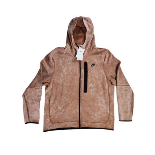 Nike Men`s Tech Fleece Washed Full-zip Hoodie Jacket Mineral Clay DM6515-215 M