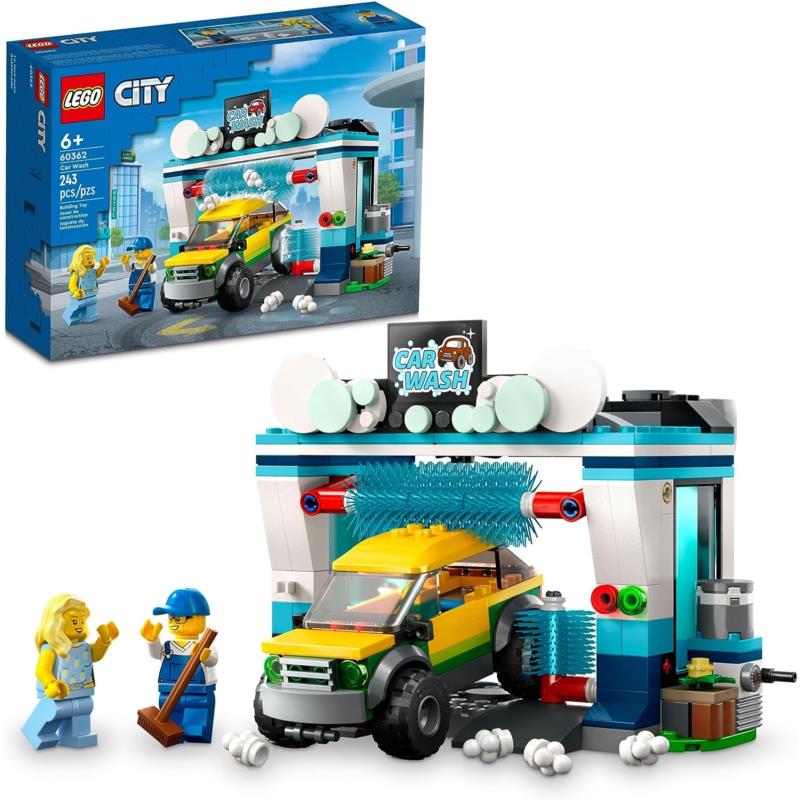 Lego City Car Wash 60362 Building Toy Set Features Spinnable Washer Brushes