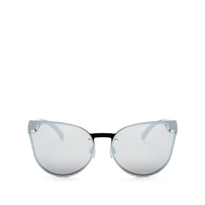 Q/a Quay Australia Higher Love Mirror Lens Rimless Sunglasses Black Silver