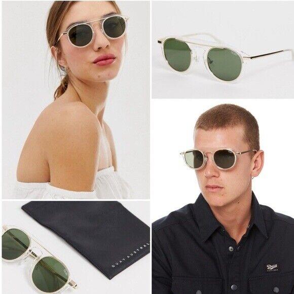 Quay Australia Phoenix Polarized Sunglasses Clear Frame / Green Lens