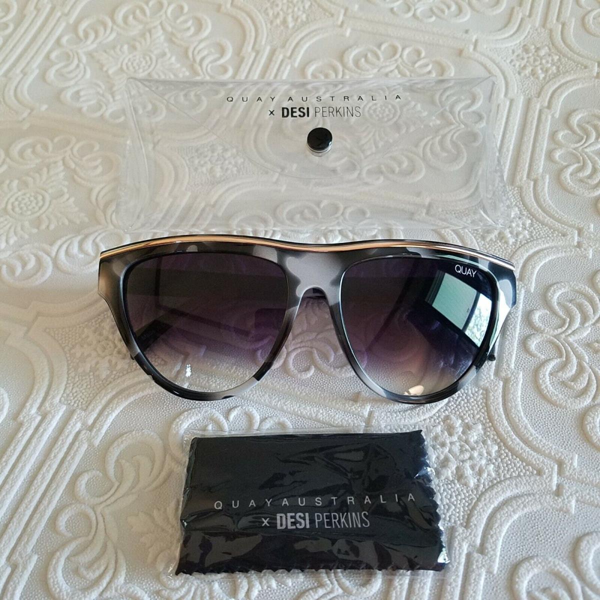 Quay Nwot Flight Risk Shield Black White Tortoise Fade Sunglasses Classy