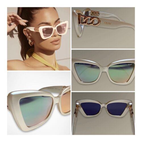 Quay Australia Chain Reaction Sunglasses Cat Eye Pearl/luxe Gold Links Glam Up