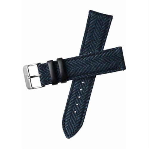 Xeric 20mm Herringbone Tweed Blue Strap Silver Buckle