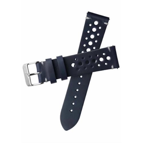 Xeric 20mm Horween Leather Racing Navy Strap Silver Buckle