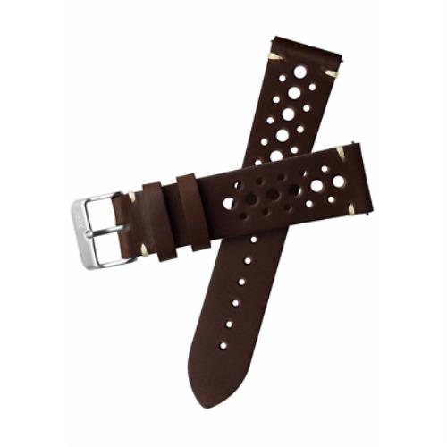 Xeric 20mm Horween Leather Racing Dark Brown Strap Silver Buckle