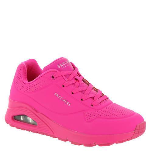 Womens Skechers Street Uno-night Shades Hot Pink Leather Shoes