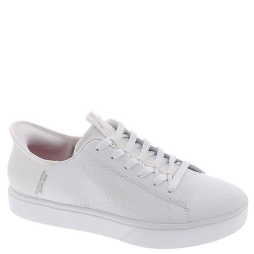 Womens Skechers Court Classics Slip-ins Eden LX White Leather Shoes - White