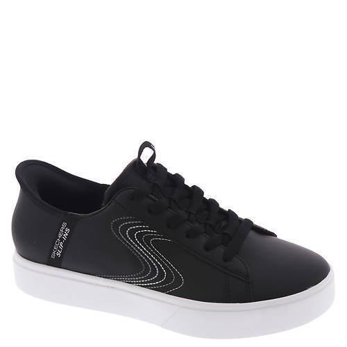 Womens Skechers Court Classics Slip-ins Eden LX Black White Leather Shoes