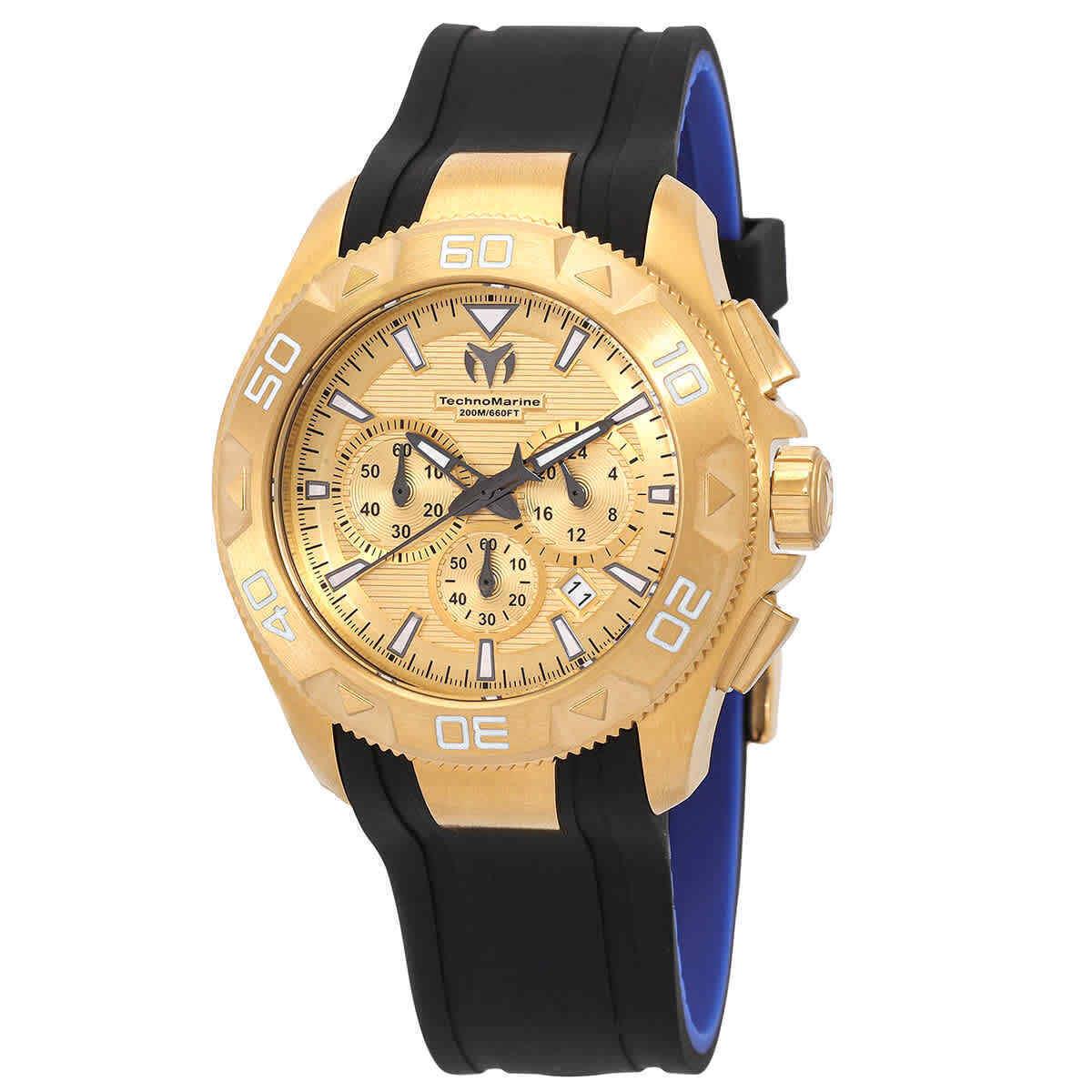 Technomarine UF6 Chronograph Date Quartz Gold Dial Men`s Watch TM-622003