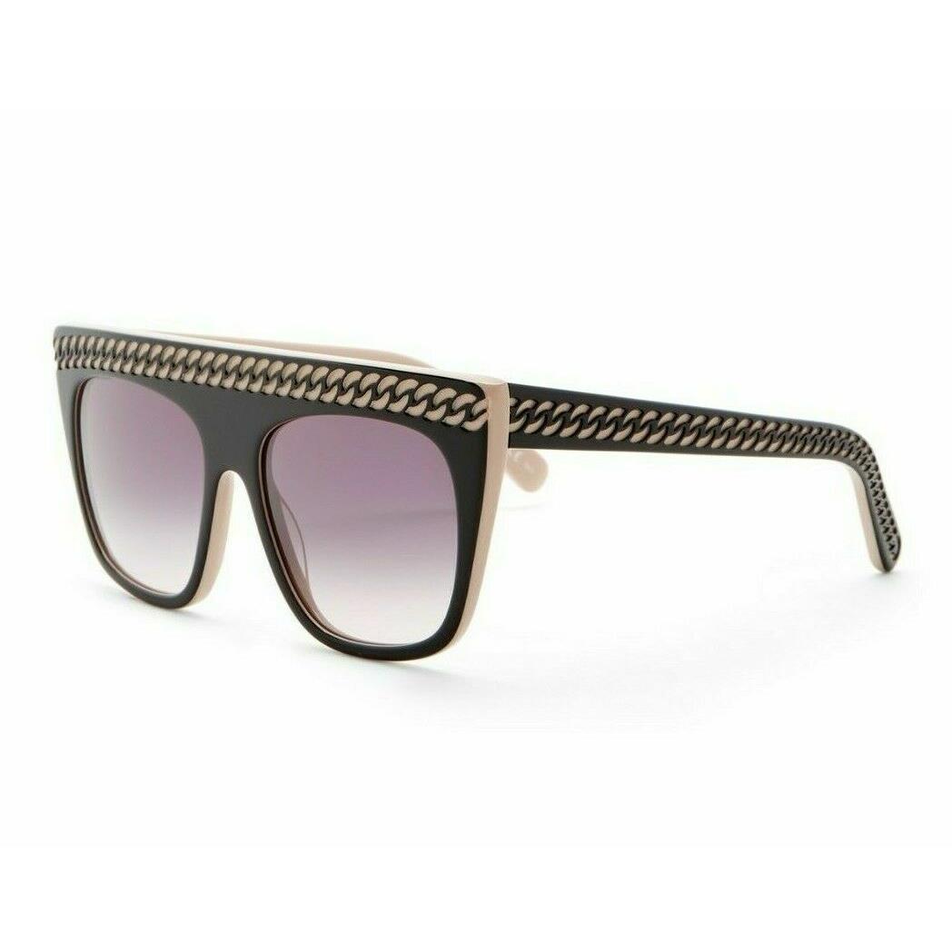 Stella Mccartney Women`s SC0019S 002 Chain Flat Top Rectangl Sunglasses Black