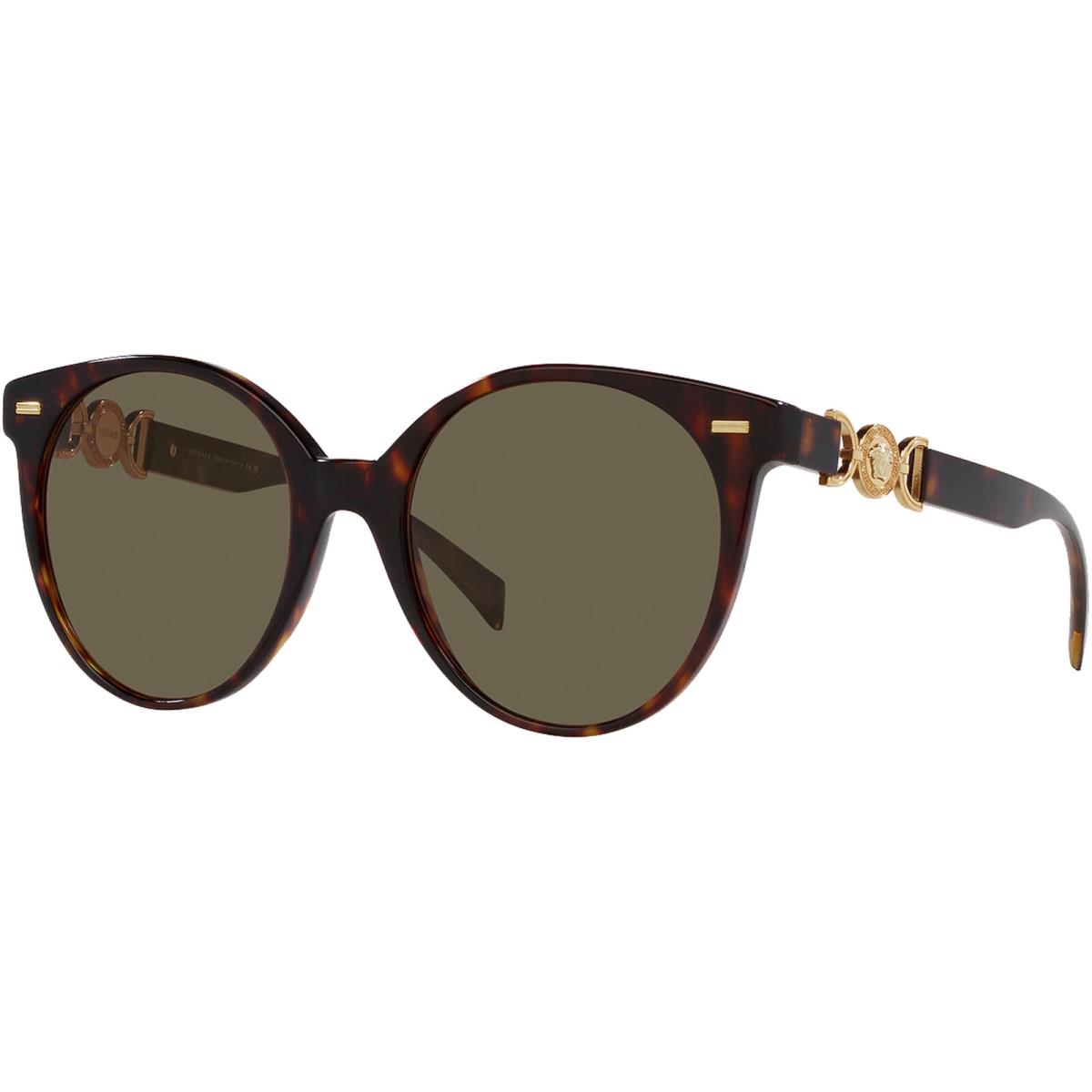 Versace Women`s Havana Oversize Round Panto Sunglasses - VE4442 1083 55 - Italy