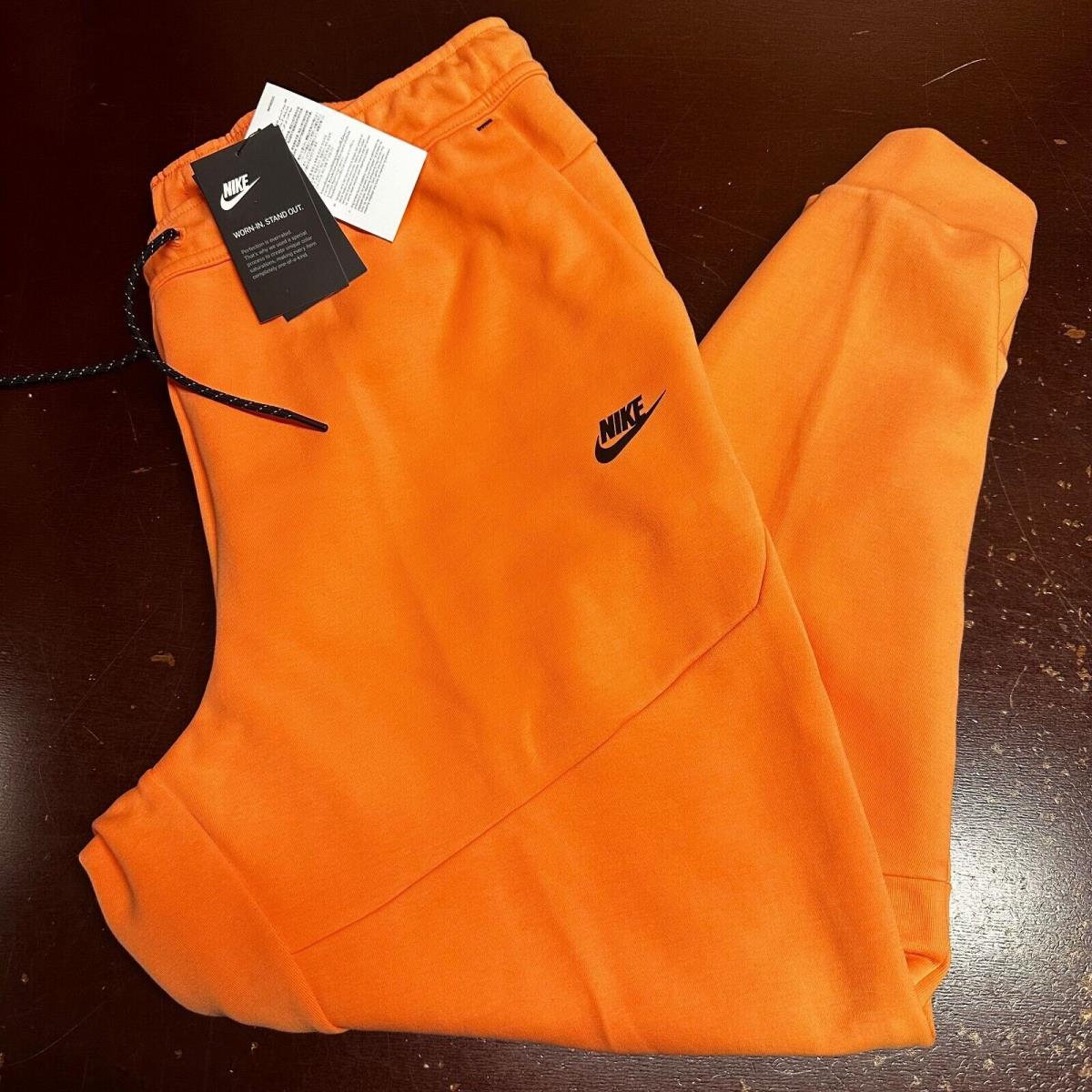 Nike Mens Orange Sportswear Tech Slim Fit Tapered Leg Jogger Pants Size Xxl