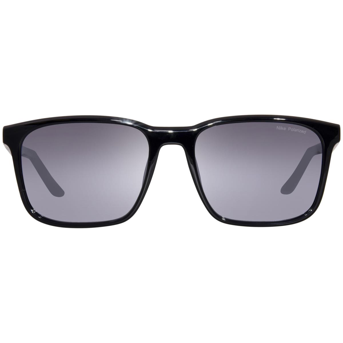 Nike Rave-p FD1849 011 Sunglasses Black/polarized Silver Flash Square Shape 57mm - Frame: Black, Lens: Silver