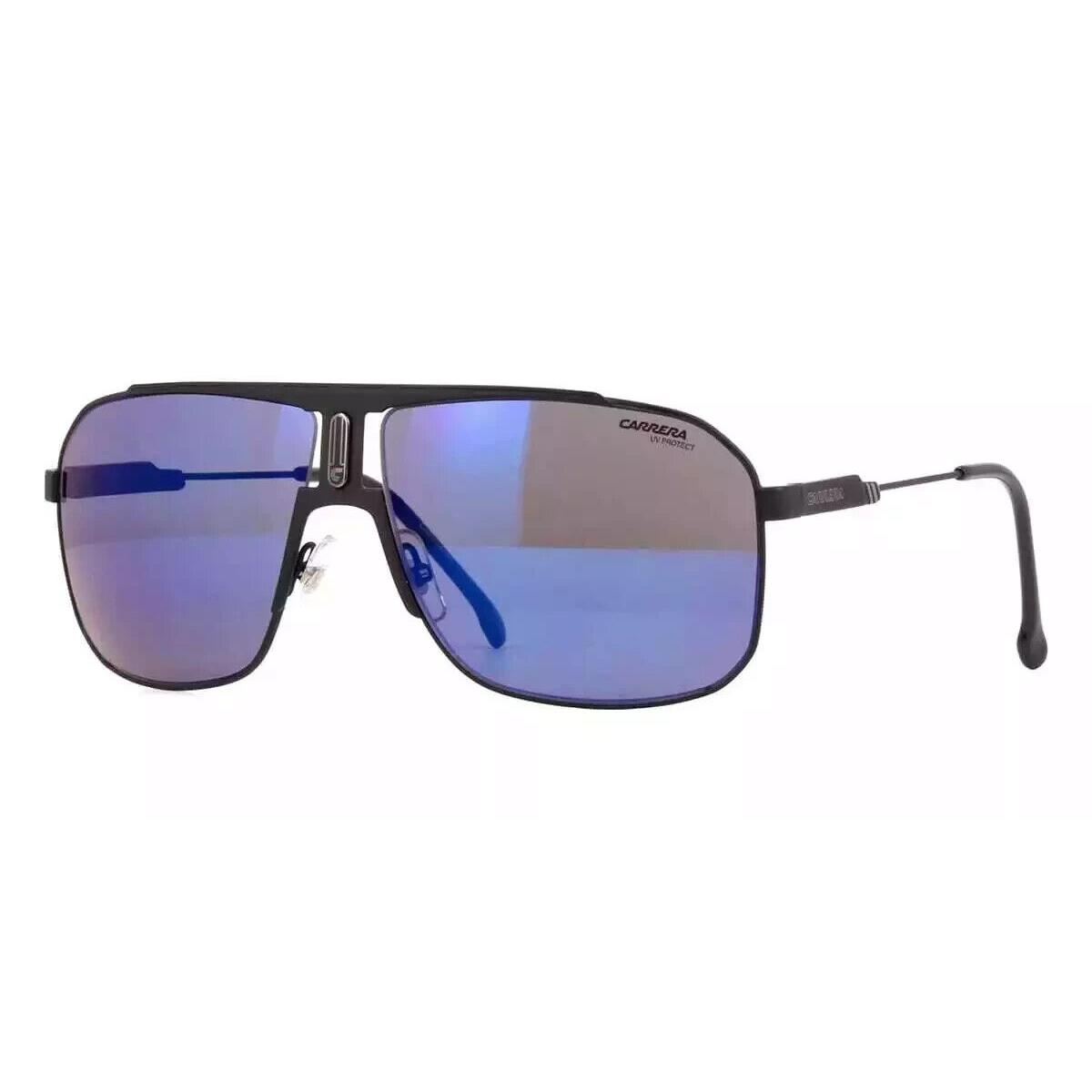 Carrera 1043S 0003 XT Sunglasses Matte Black Frame Grey Blue Mirror