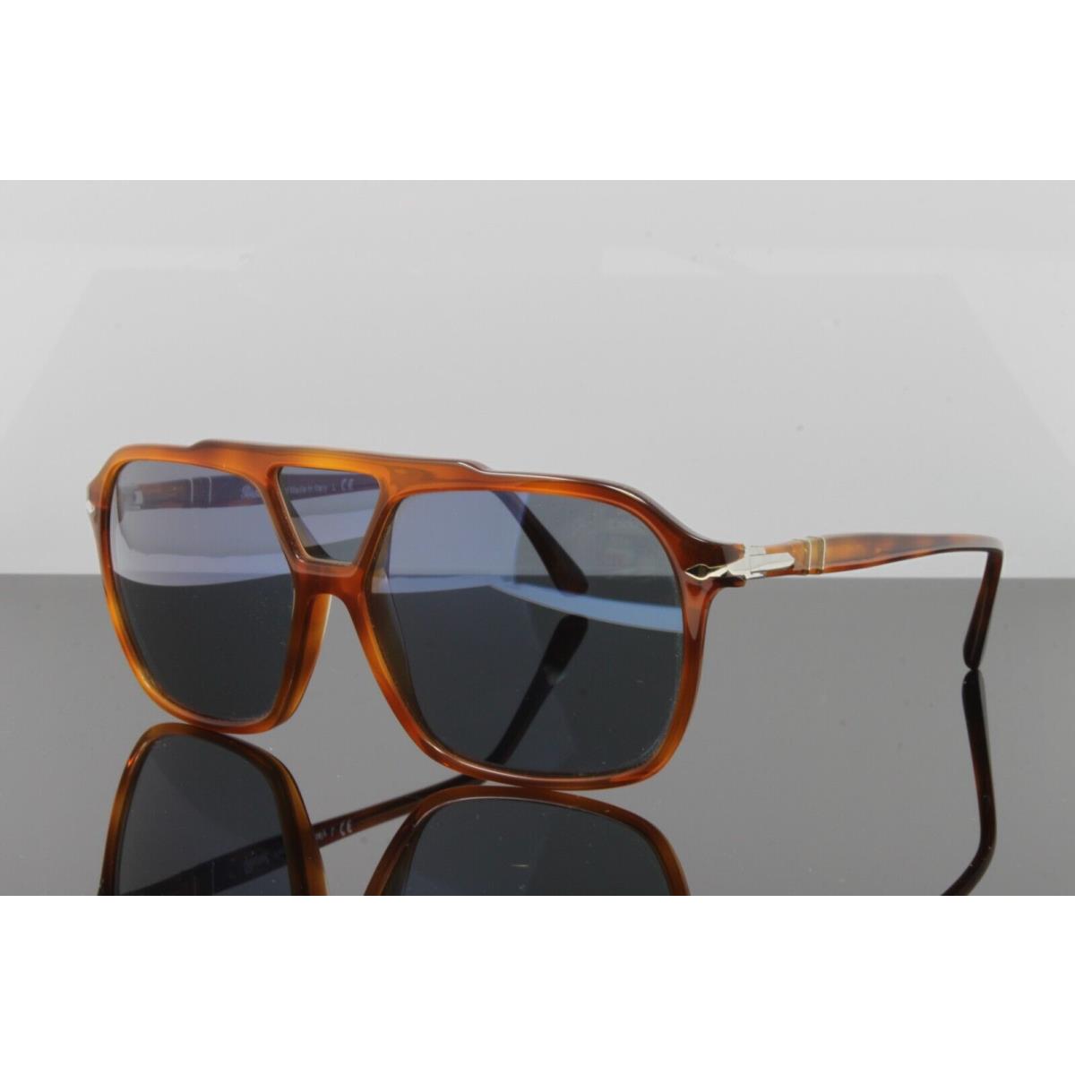 Persol Sunglasses Men`s Square PO3223S 9656 Terra di Siena 59mm Blue Lens