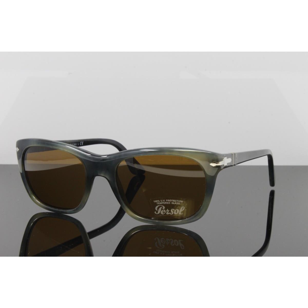 Persol Sunglasses Unisex PO3101S 101733 Striped Grey Havana 54mm Brown Lens