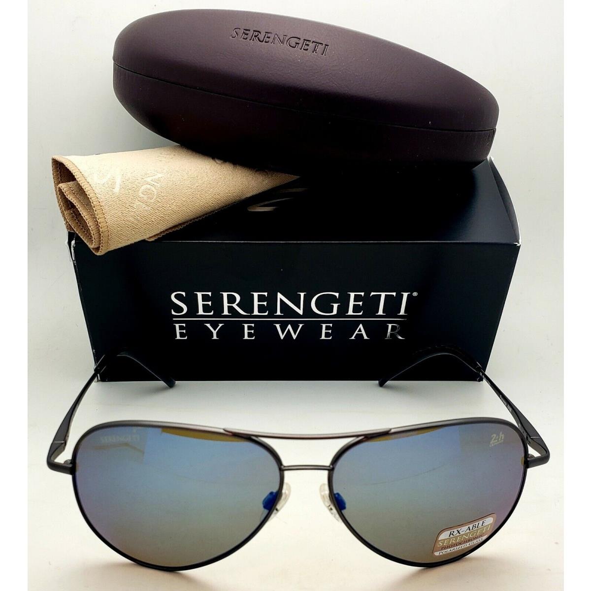 Serengeti Photochromic Aviator Sunglasses Panarea 8486 Gunmetal Frames Blue Lens