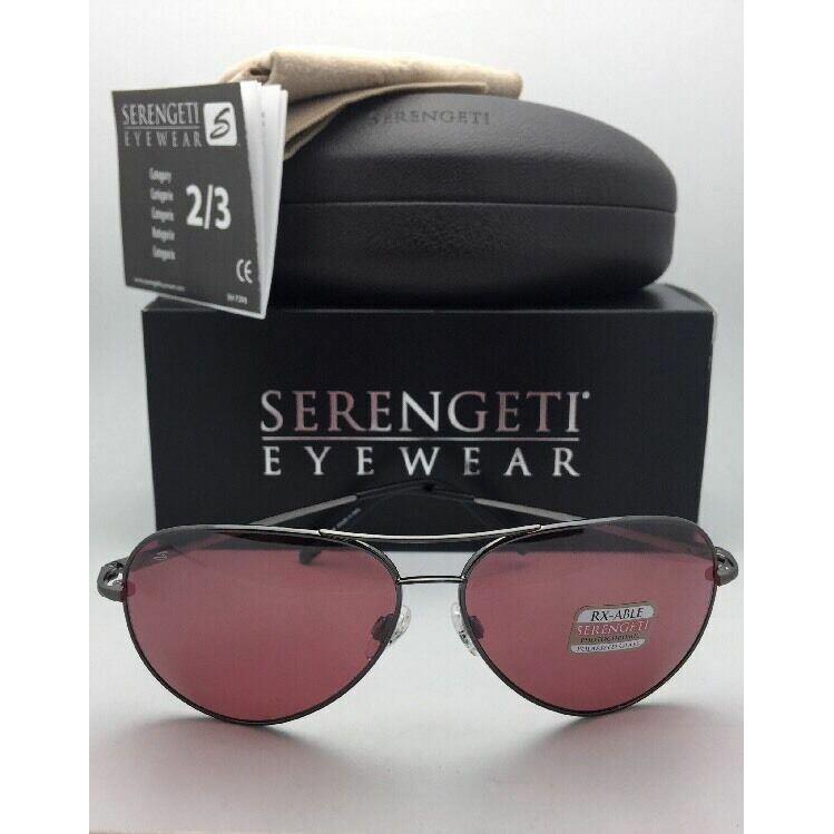 Serengeti Photochromic Polarized Sunglasses Medium Aviator 8088 Gunmetal +sedona