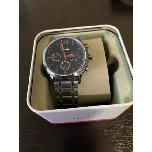 Fossil Men Watch Black Dial with Silver Bracelet