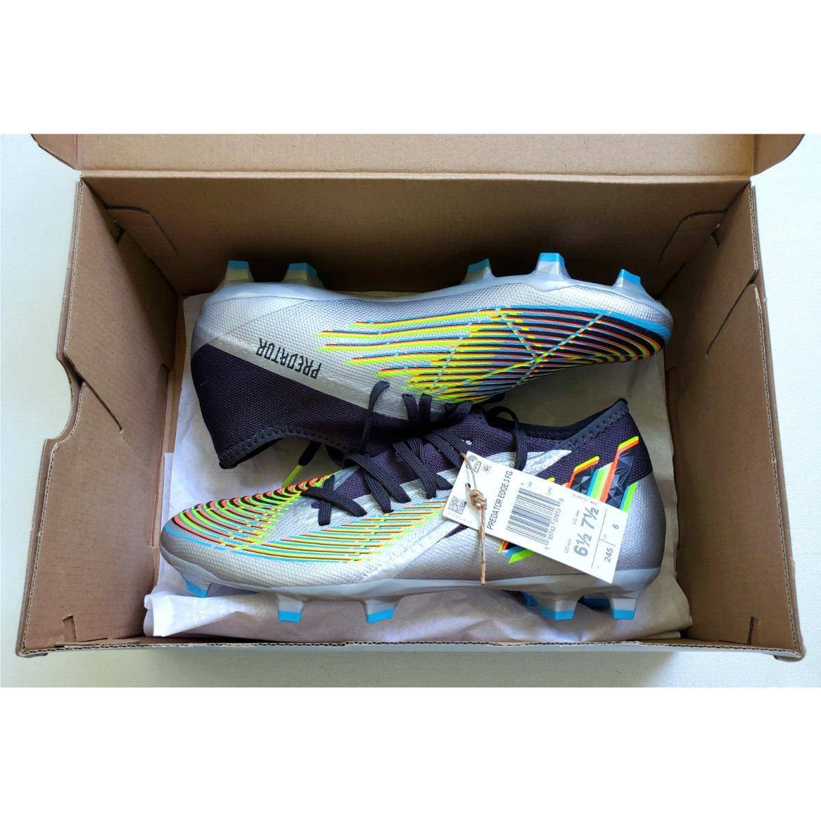 Adidas Predator Edge.3 FG Metallic Silver Men`s Soccer Cleats HR1524 Size 6.5