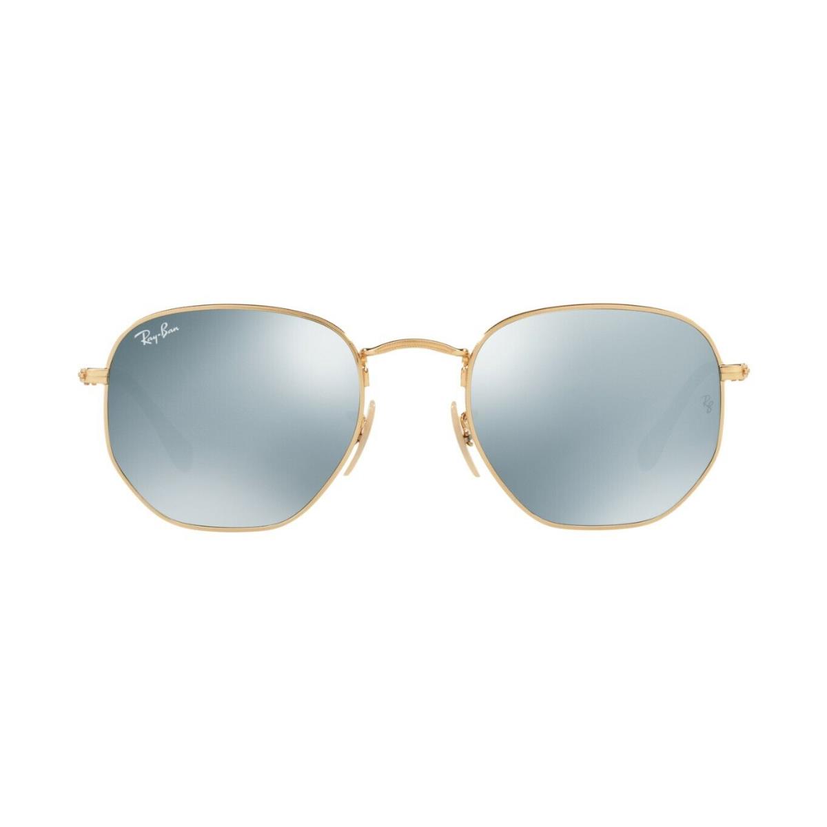 Ray-ban Hexagonal Metal RB 3548N Gold/grey Silver Flash 001/30 A Sunglasses - Frame: Gold, Lens: Grey Silver Flash