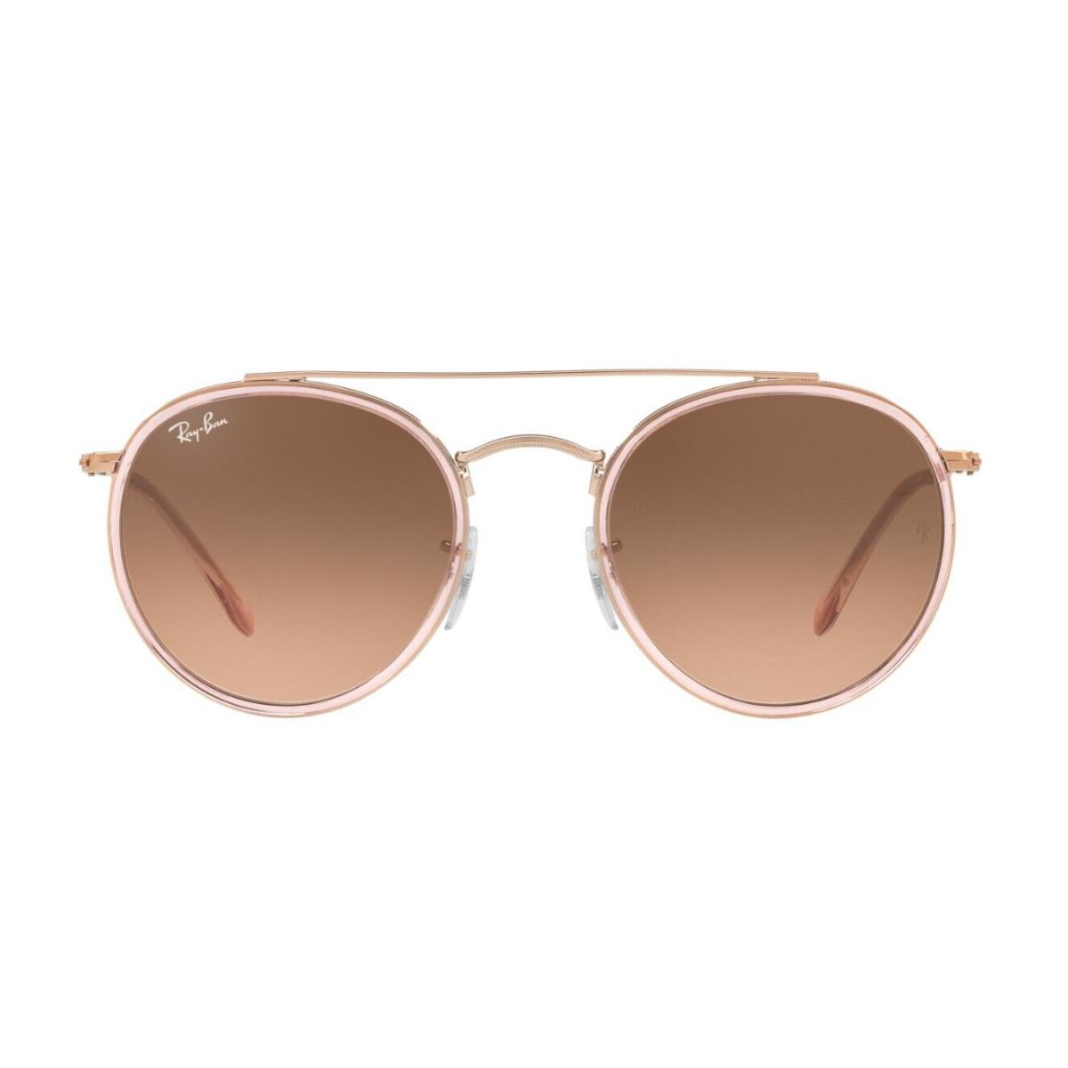 Ray-ban Double Bridge RB 3647N Rose Gold/pink Brown Shaded 9069/A5 Sunglasses - Frame: Rose Gold, Lens: Pink Brown Shaded