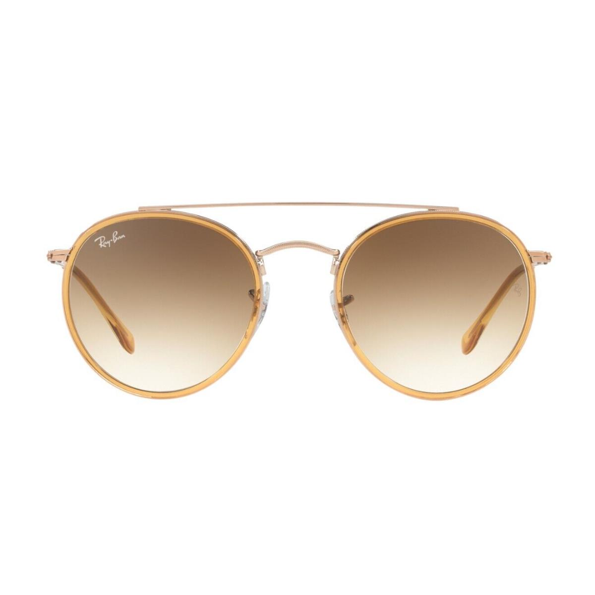 Ray-ban Double Bridge RB 3647N Rose Gold/light Brown Shaded 9070/51 Sunglasses - Frame: Rose Gold, Lens: /Light Brown Shaded