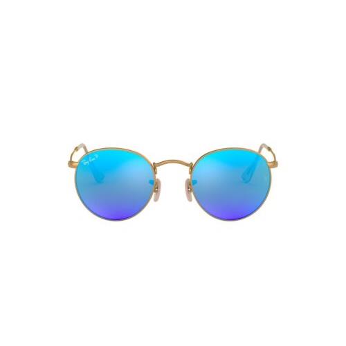 Ray-ban Rb3447 Round Metal Sunglasses Matte Gold/polarized Blue Mirror 53 mm - Matte Gold/Polarized Blue Mirror