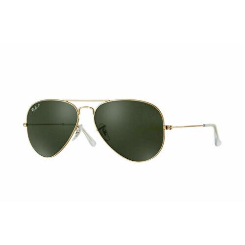Ray-ban Aviator Gold Metal Green Polarized Sunglasses RB3025 001/58 58 - Frame: Gold, Lens: Green