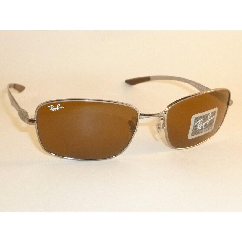 Ray Ban Sunglasses Tech Gunmetal Frame RB 8308 004 Glass Brown Lenses