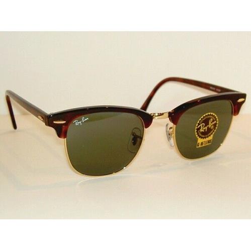 Ray Ban Sunglasses Tortoise Clubmaster RB 3016F W0366 G-15 Green Lenses 55mm