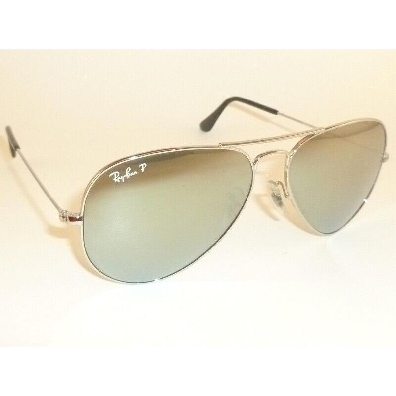 Ray Ban Aviator Sunglasses Silver Frame RB 3025 003/59 Polarized Silver Mirror