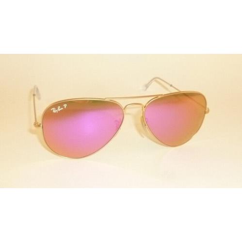 Ray-Ban sunglasses  - Matte Gold Frame, Polarized Cyclamen Mirror Lens 1