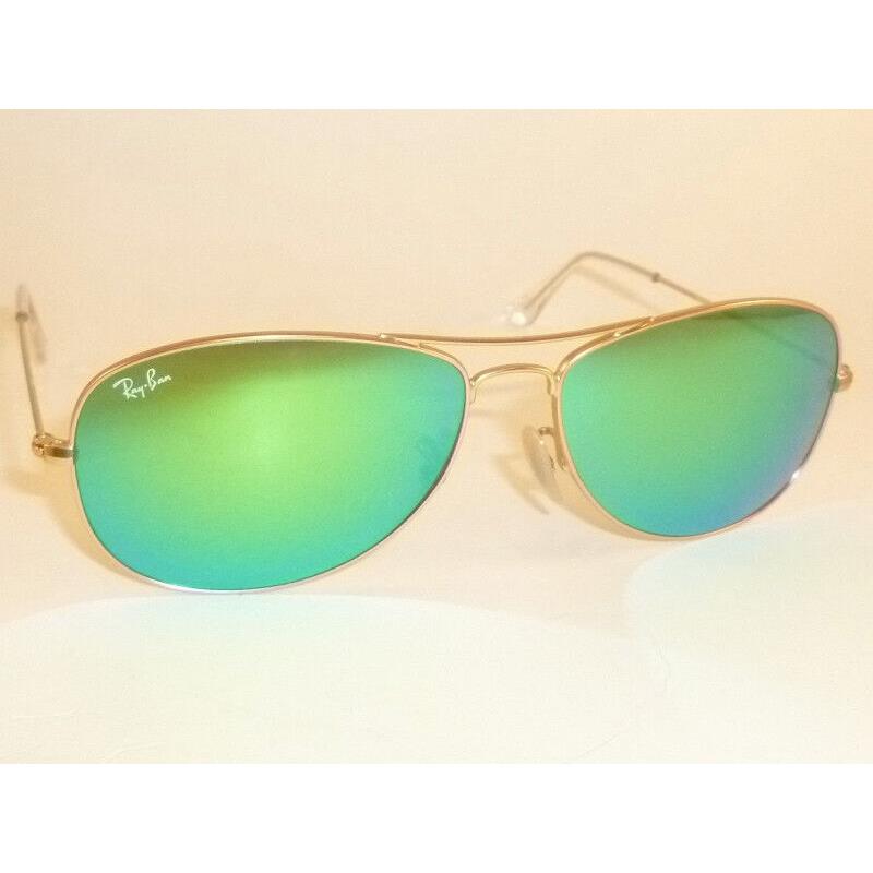 Ray Ban Cockpit Sunglasses Matte Gold Frame RB 3362 112/19 Green Mirror