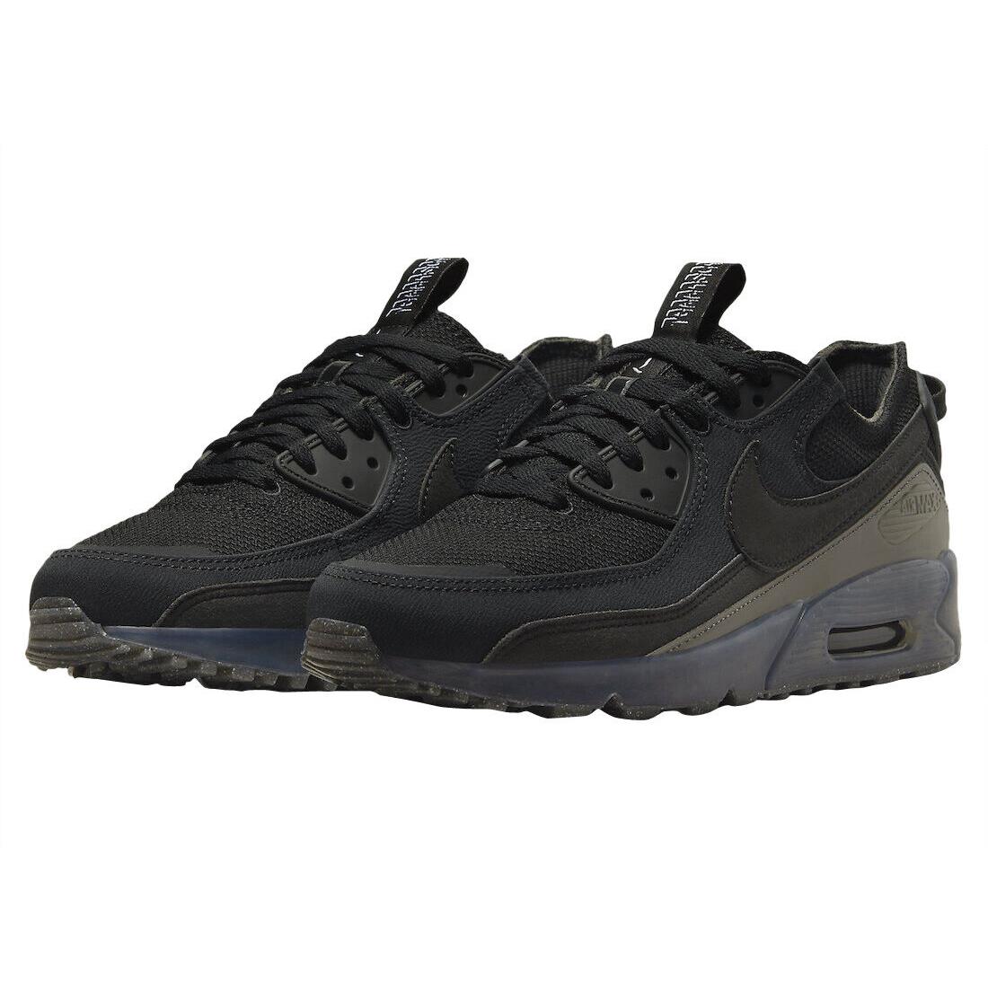 Nike Air Max Terrascape 90 DQ3987-002 Men`s Black Leather Running Shoes WH349 - Black