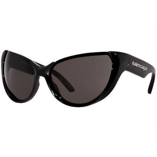 Balenciaga BB0201S 001 Sunglasses Women`s Black/grey Lenses Cat Eye Shape 65-mm