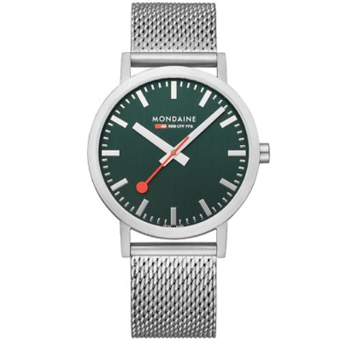 Mondaine Classic 40mm Green SS Unisex Watch