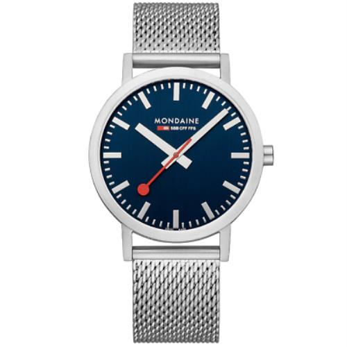 Mondaine Classic 40mm Blue SS Unisex Watch