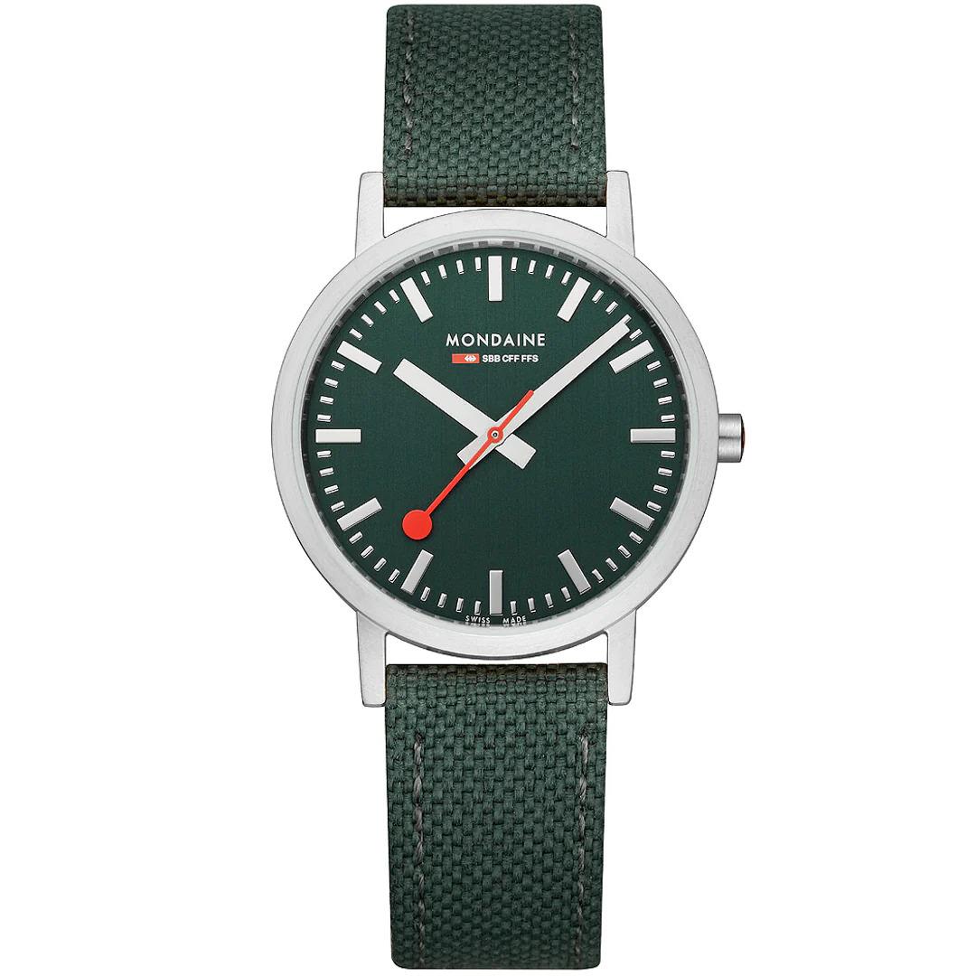 Mondaine Classic Recycled Pet 36mm All Green Unisex Watch