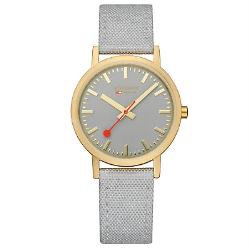 Mondaine Classic Recycled Pet 36mm Gray Gold Unisex Watch