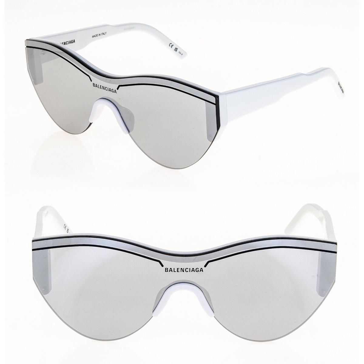 Balenciaga Ski 0004 White Silver Mirrored Mask Fashion Sunglasses BB0004S 005