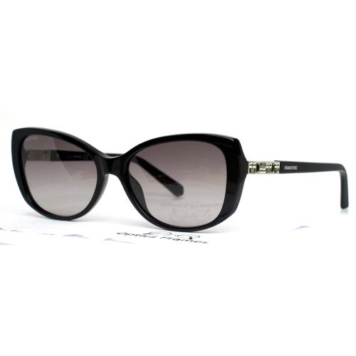 Swarovski SW124 01B Black Womens Semi Cat Eye Gradient Sunglasses 56-16-140 B:43